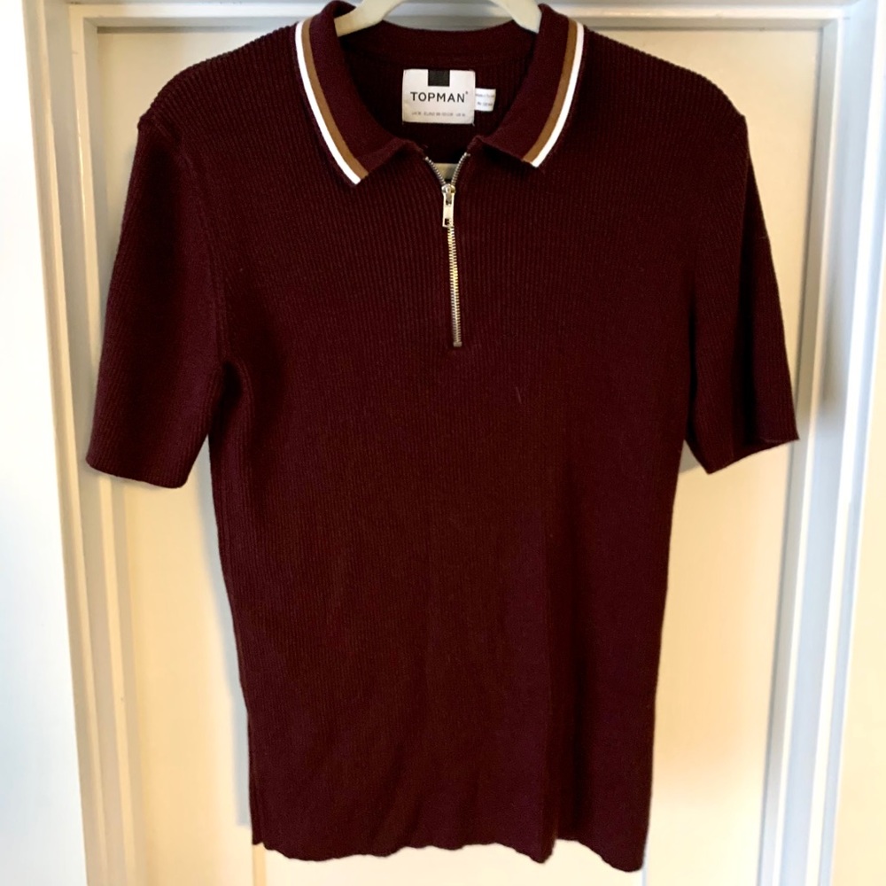 TopMan corduroy burgundy polo